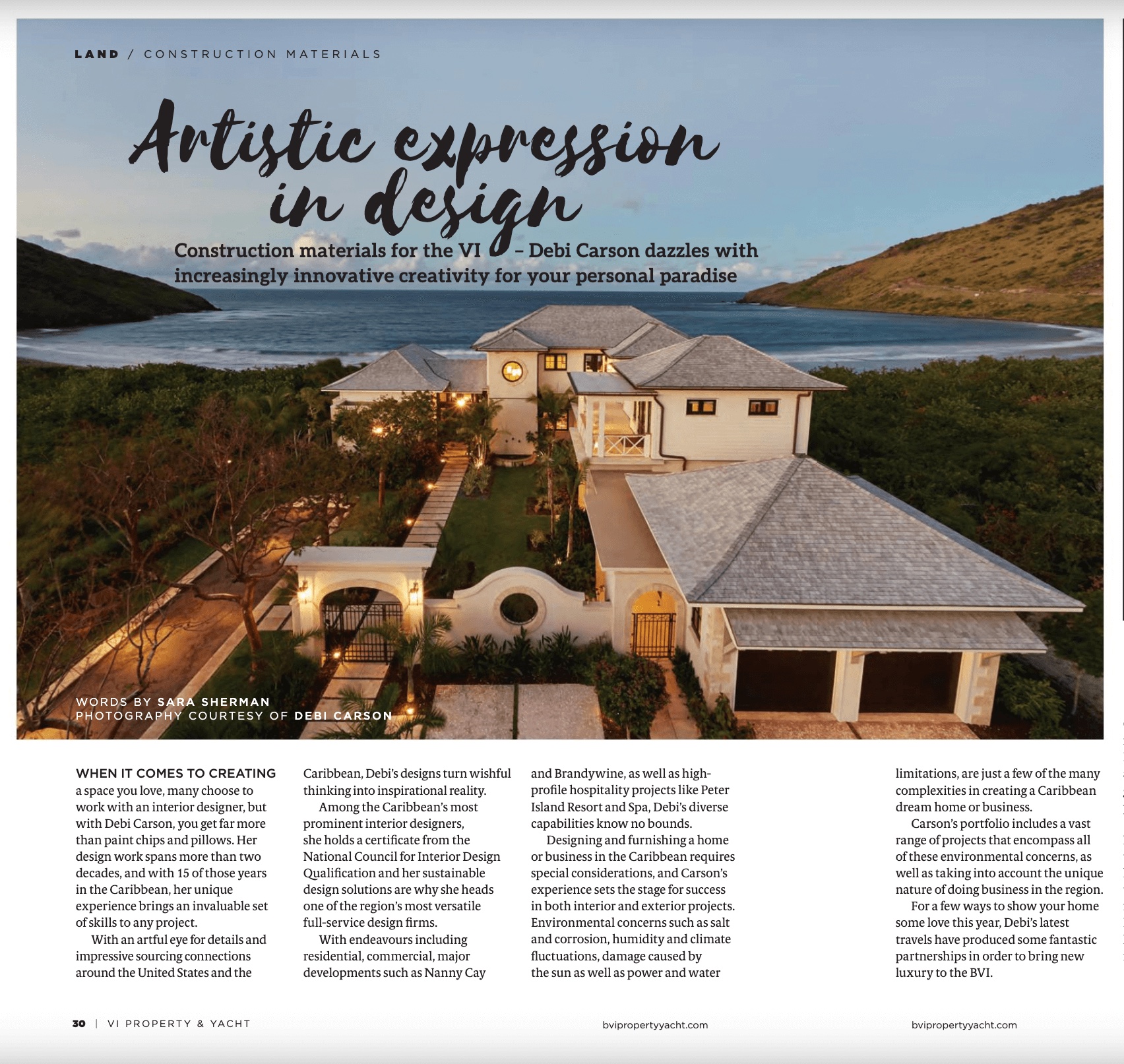 CAOBA FEATURED IN VIRGIN ISLANDS PROPERTY & YACHT